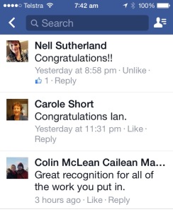 More comments from Facebook post of ICW standing next to the quote of his work at Narellan Town Centre 21 October 2016