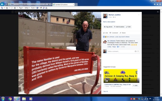 Comments about Ian Willis on Facebook about quotes used in the public square in the extensions to Narellan Town Centre October 2016